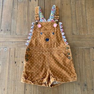 Mini Boden critter corduory hedgehog embroidered short overalls